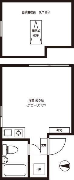 リック坂下(ワンルーム/2階)の間取り写真