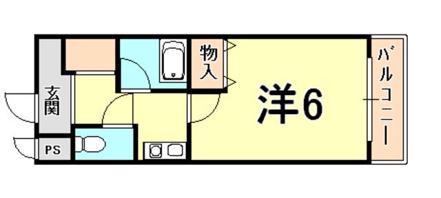 メルベーユ西宮(1K/4階)の間取り写真