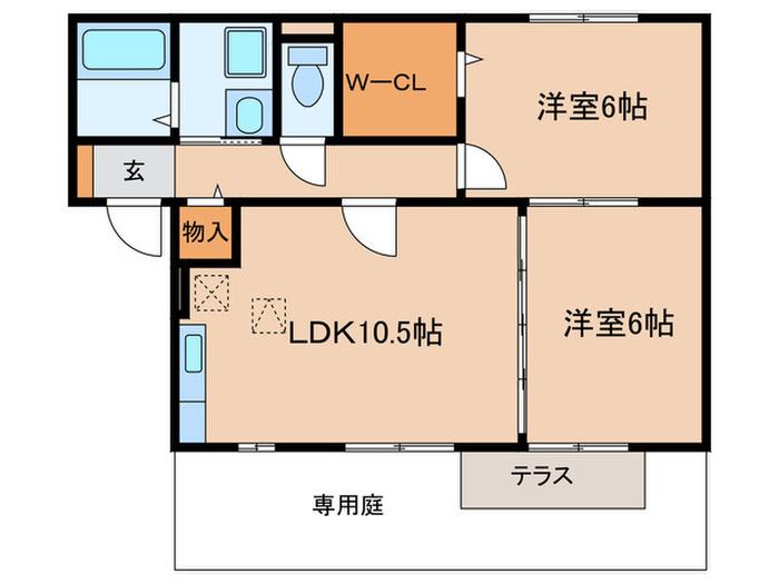 ポラリス Y・S A棟(2LDK/1階)の間取り写真