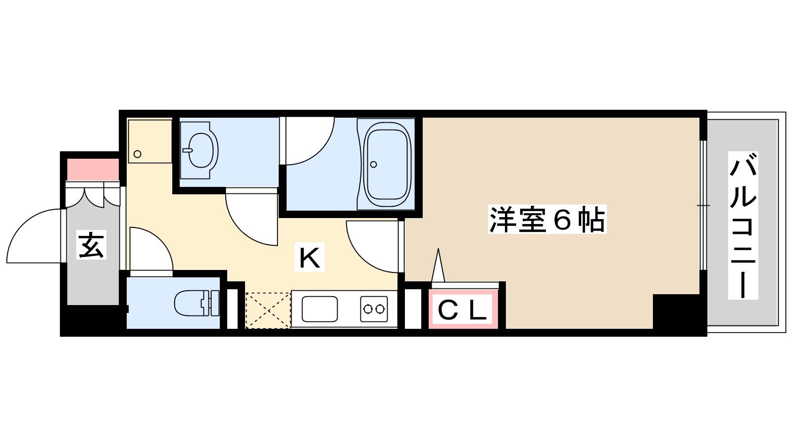 エスティライフ三宮東(1K/8階)の間取り写真