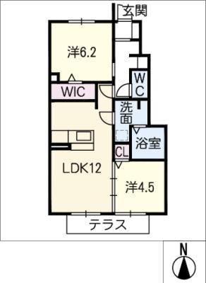 フルーレット(2LDK/1階)の間取り写真