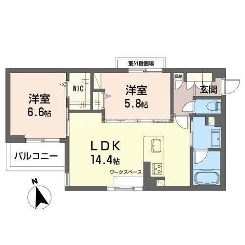 MALINO GARDEN(2LDK/2階)の間取り写真