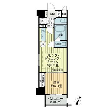 ライオンズクオーレ池袋ソシア(1LDK/3階)の間取り写真