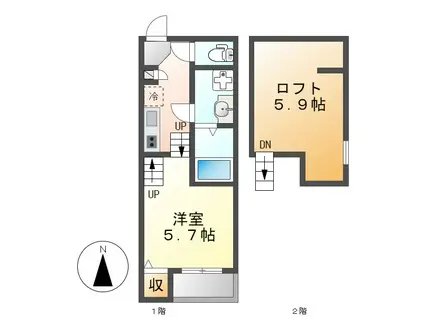 グリーンハイム吹上(1K/2階)の間取り写真