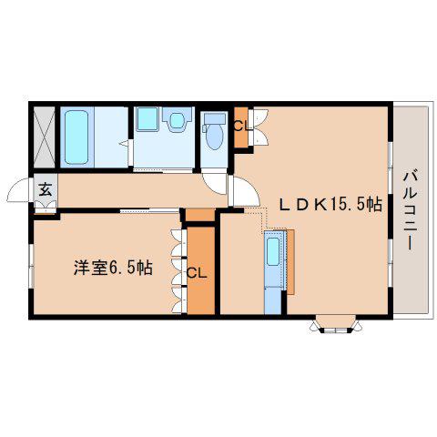 クレドール1番館(1LDK/2階)の間取り写真