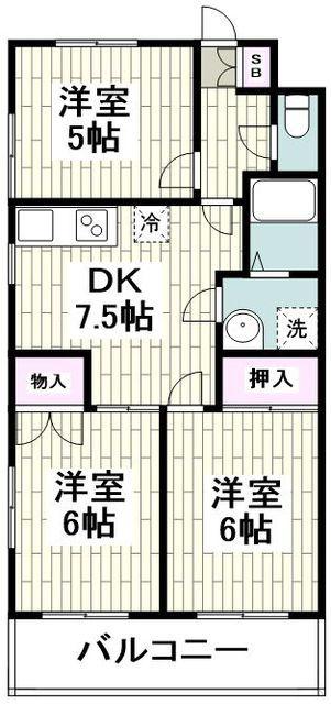 シティパル戸塚第2(3DK/1階)の間取り写真