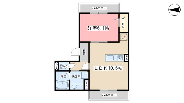 グランスタ花山(1LDK/1階)の間取り写真