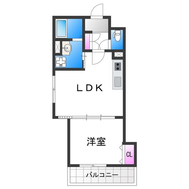 セレニティ長吉出戸(1LDK/2階)の間取り写真