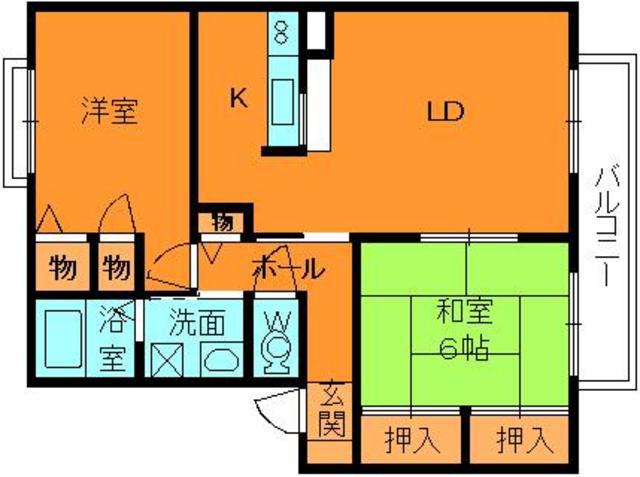 サンハイツ旭(2LDK/2階)の間取り写真