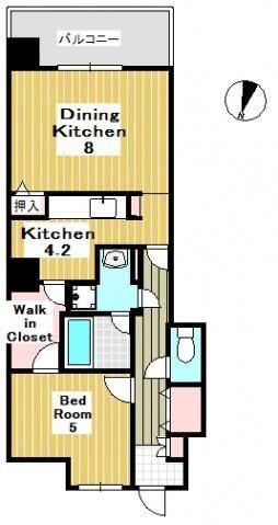 NOBLE TERRACE(1LDK/4階)の間取り写真