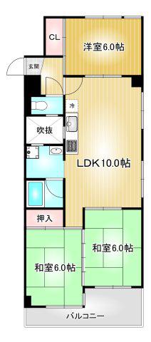 ユニバースビル(3LDK/4階)の間取り写真