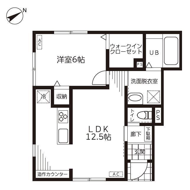 リーブルファイン下蛭田III(1LDK/1階)の間取り写真