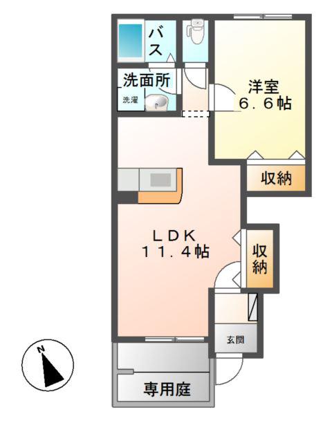 チアーズシャンパーニュ(1LDK/1階)の間取り写真