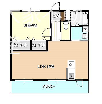 GRAZIE諫早(1LDK/2階)の間取り写真