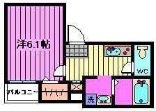 アークプレイス東浦和(1K/1階)の間取り写真