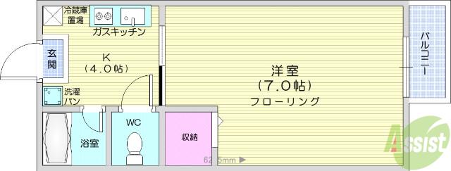 シティハイムハイネスT(1K/2階)の間取り写真