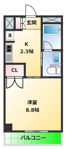リバブル本通(1K/6階)の間取り写真