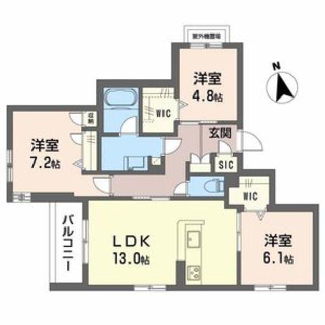 シャーメゾン伽羅橋(3LDK/2階)の間取り写真