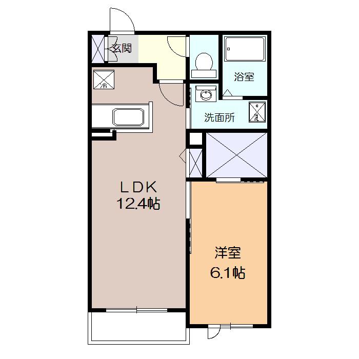 グラシュー湘南II(1LDK/1階)の間取り写真