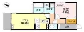 NOBLE TERRACE中山手(1LDK/1階)の間取り写真