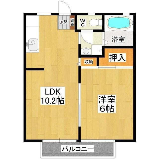 飯田東ハイツ(1LDK/2階)の間取り写真