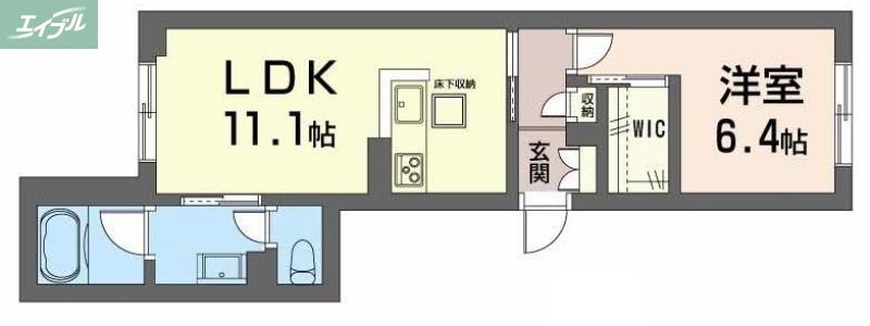 アメリス(1LDK/1階)の間取り写真