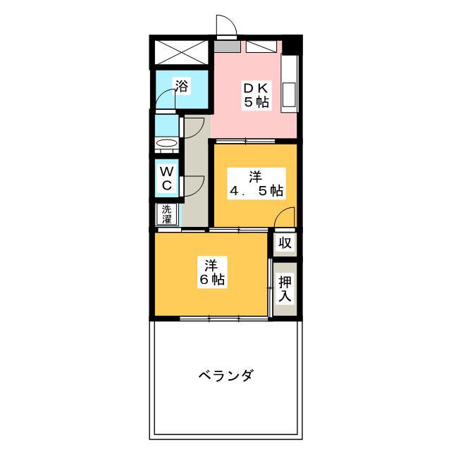 四葉台グリーンハイツ(2DK/2階)の間取り写真