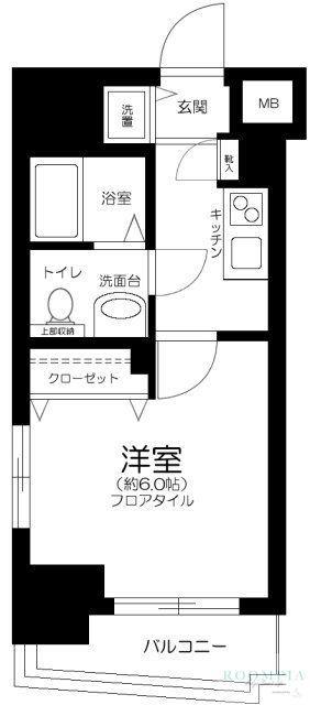 パークウェル曙橋(1K/6階)の間取り写真