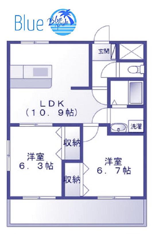 クリフリーベル壱番館(2LDK/2階)の間取り写真