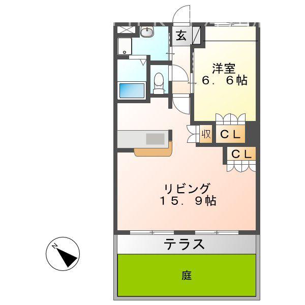 リビエール(1LDK/1階)の間取り写真
