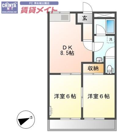ラメール I(2DK/1階)の間取り写真