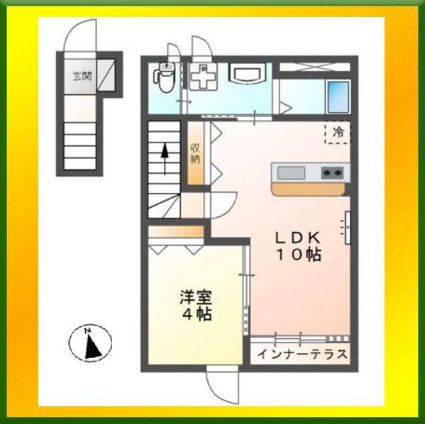 BROWNY GREEN (1LDK/2階)の間取り写真