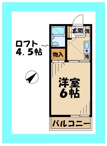 フルーツハウスI(1K/2階)の間取り写真