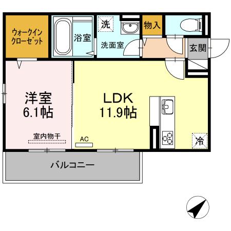 ネクサス黒髪アベニュー(1LDK/3階)の間取り写真