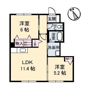 ヴェルデメゾンさだいわ C(2LDK/1階)の間取り写真