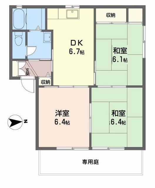 ディアス鵤(3DK/1階)の間取り写真