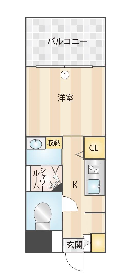 パグーロ西新南(1K/4階)の間取り写真