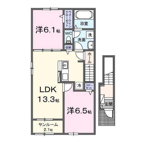 ル・クレール(2LDK/2階)の間取り写真