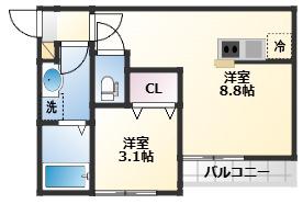 LIRIOII(1LDK/3階)の間取り写真
