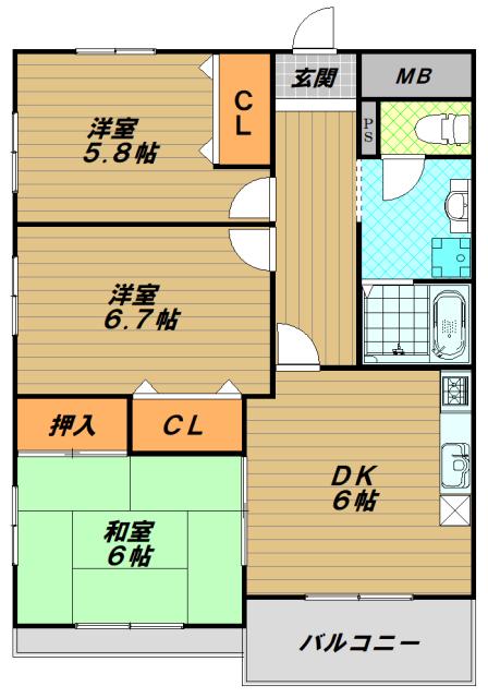 メゾン神港(3DK/5階)の間取り写真