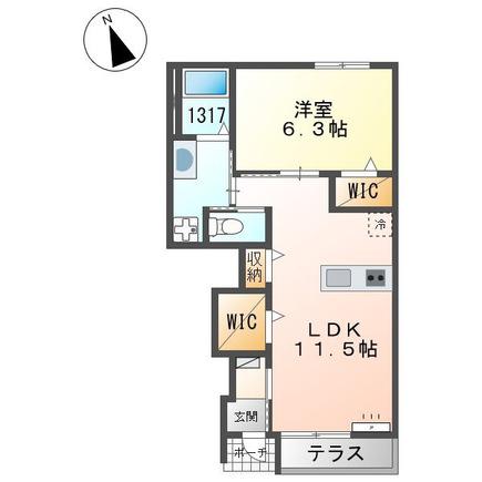 ＪＲ姫新線 播磨高岡駅 徒歩18分 2階建 築7年(1LDK/1階)の間取り写真