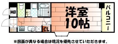 ヒルズ鍛冶町(1K/12階)の間取り写真
