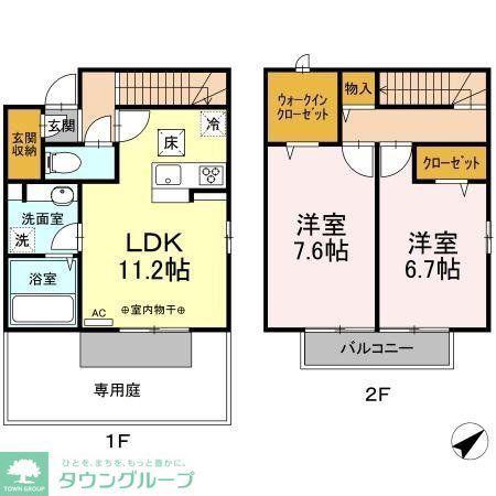ファヴォーレ C(2LDK/2階)の間取り写真