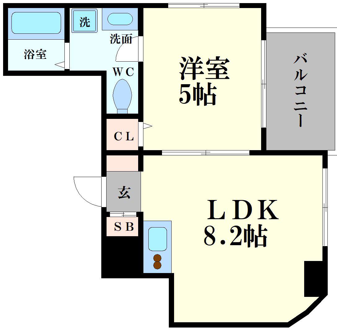 ロイヤルヒルIII(1LDK/5階)の間取り写真