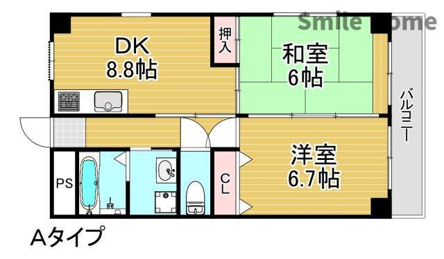 スギヒラハイツ(2LDK/2階)の間取り写真