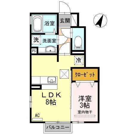 サニーフラット大道北 B(1LDK/1階)の間取り写真