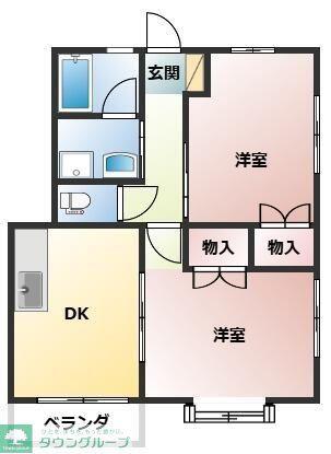 アルファレス正観寺(2DK/2階)の間取り写真