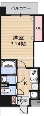 LUXE布施駅前(1K/6階)の間取り写真