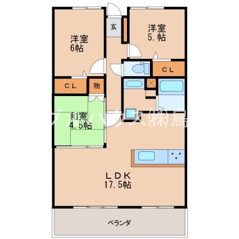 アクロス弥生が丘駅前(3LDK/2階)の間取り写真