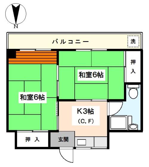 ドエル正和(2K/3階)の間取り写真